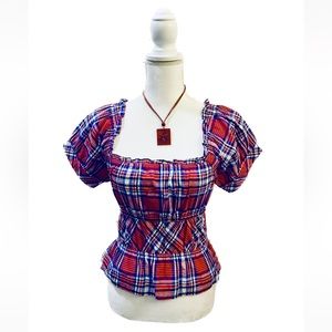 NWT Sam and Sim plaid top Small